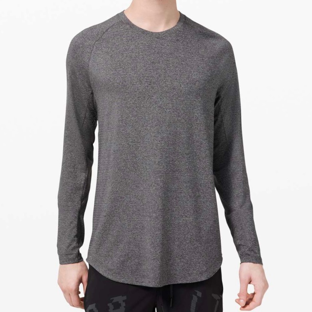 LULULEMON Drysense Long Sleeve Heathered Black Rhino Grey Workout Athletic Shirt